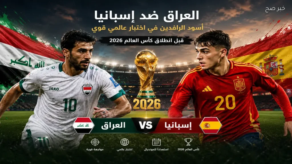 موعد مباراة العراق وإسبانيا الودية والقنوات الناقلة اليوم