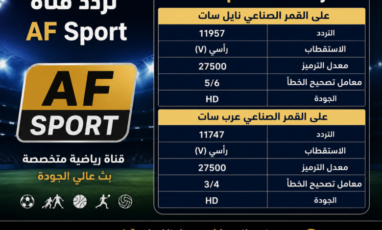 تردد قناة AF Sport الجديد 2026.. ضبط الإشارة وطريقة استقبال القناة لمتابعة أقوى البطولات العالمية