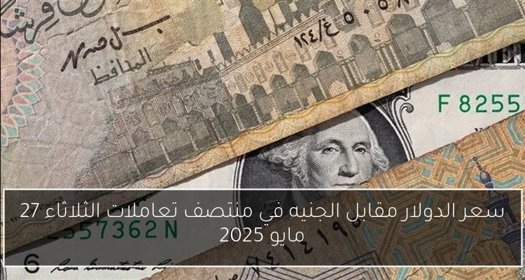 سعر الدولار مقابل الجنيه في منتصف تعاملات الثلاثاء 27 مايو 2025