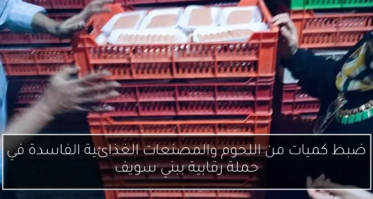 ضبط كميات من اللحوم والمصنعات الغذائية الفاسدة في حملة رقابية ببني سويف
