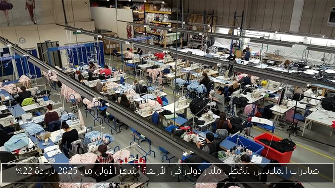 صادرات الملابس تتخطى مليار دولار في الأربعة أشهر الأولى من 2025 بزيادة 22%