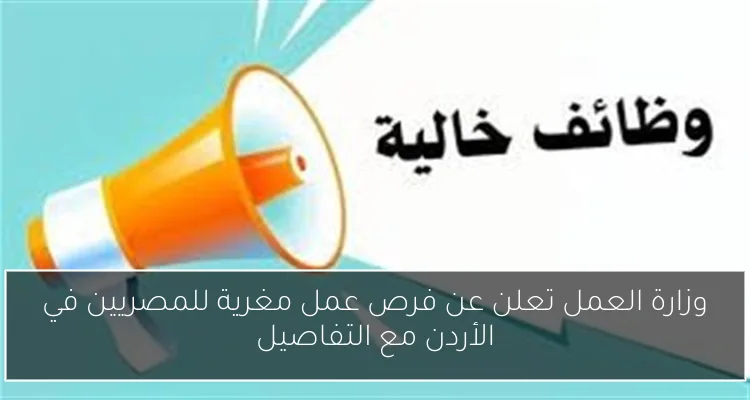 وزارة العمل تعلن عن فرص عمل مغرية للمصريين في الأردن مع التفاصيل