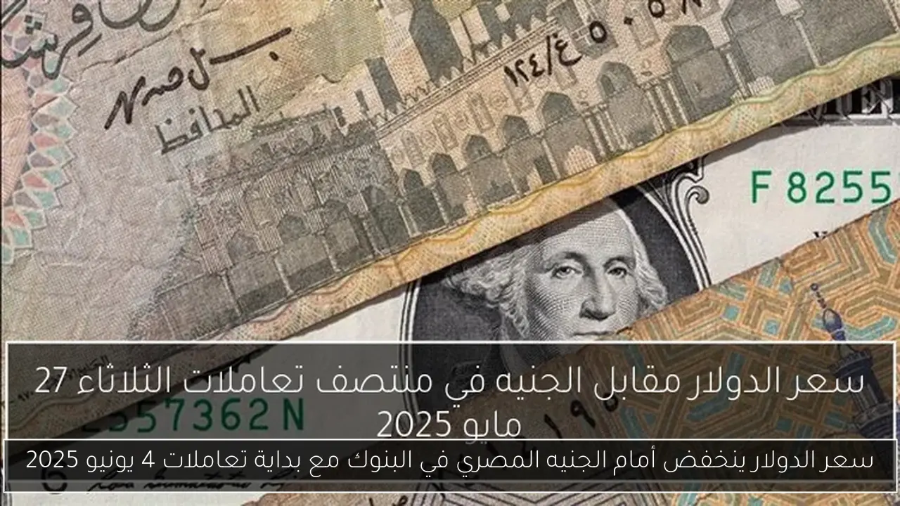 سعر الدولار ينخفض أمام الجنيه المصري في البنوك مع بداية تعاملات 4 يونيو 2025