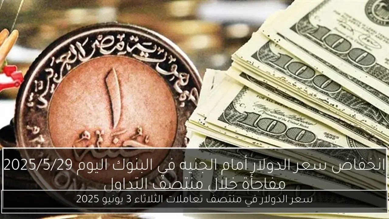 سعر الدولار في منتصف تعاملات الثلاثاء 3 يونيو 2025