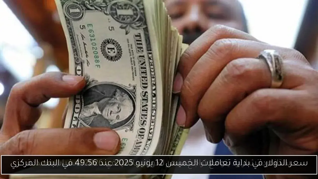 سعر الدولار في بداية تعاملات الخميس 12 يونيو 2025 عند 49.56 في البنك المركزي