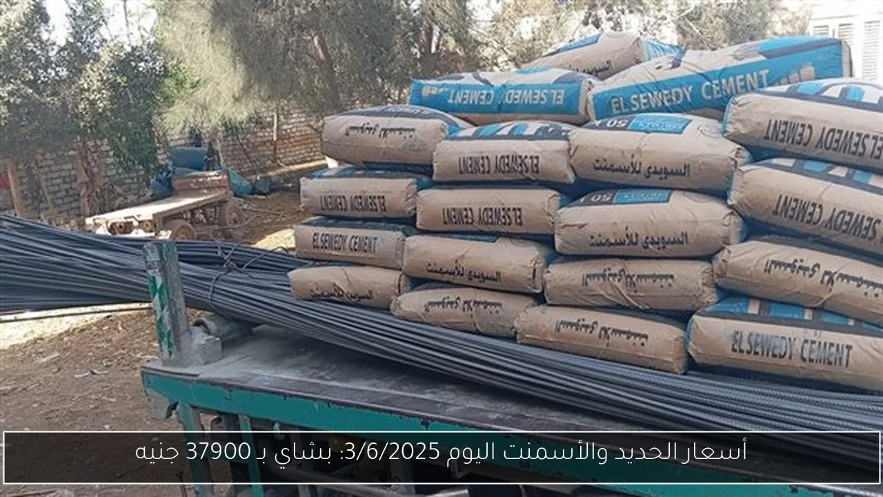 أسعار الحديد والأسمنت اليوم 3/6/2025: بشاي بـ 37900 جنيه