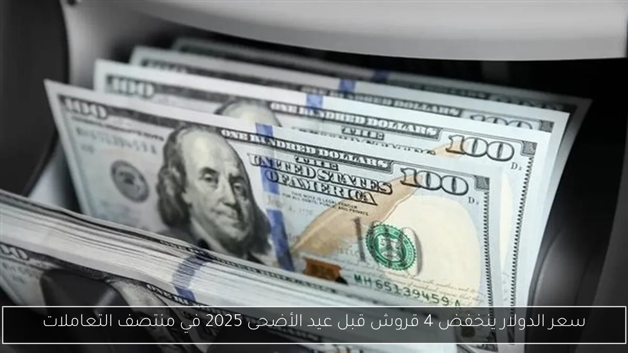 سعر الدولار ينخفض 4 قروش قبل عيد الأضحى 2025 في منتصف التعاملات