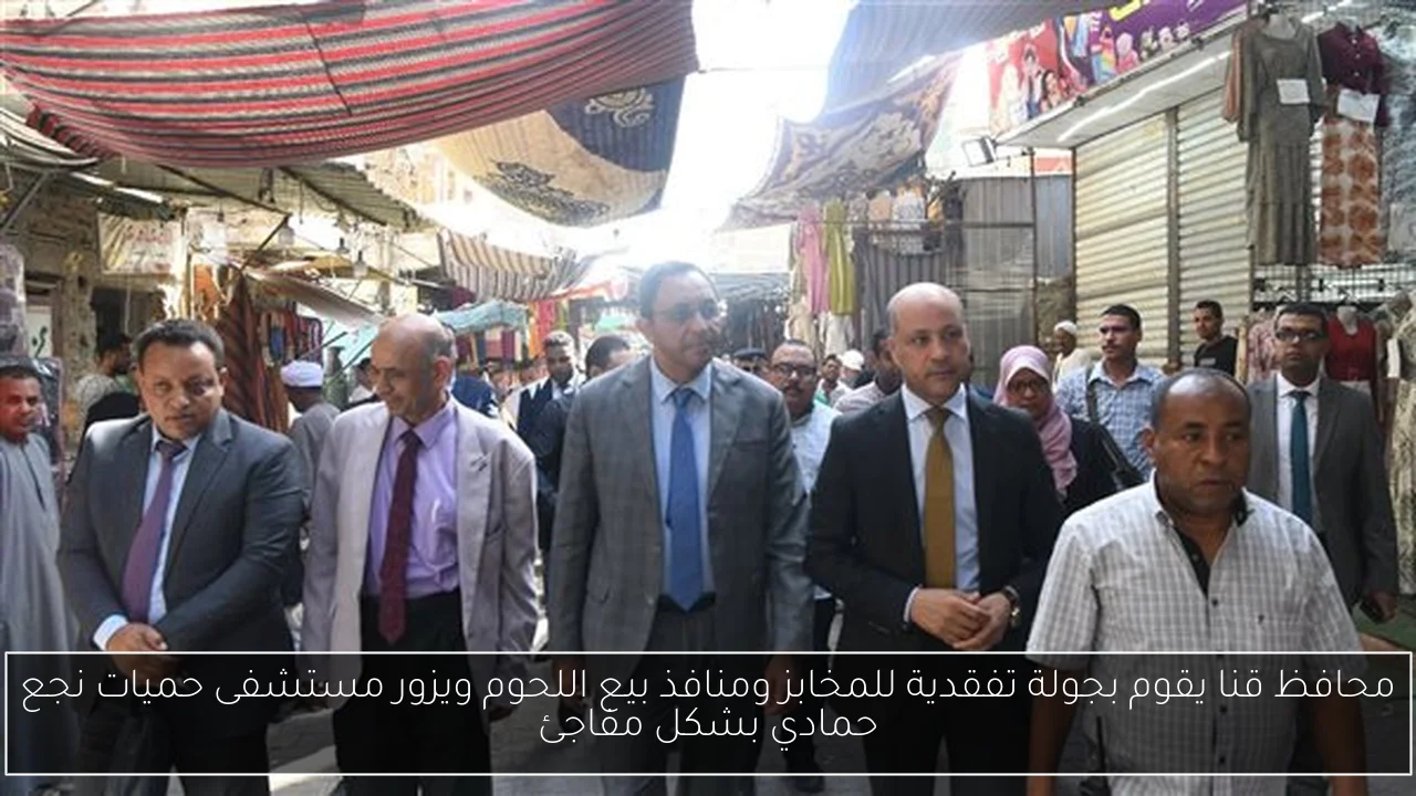 محافظ قنا يقوم بجولة تفقدية للمخابز ومنافذ بيع اللحوم ويزور مستشفى حميات نجع حمادي بشكل مفاجئ