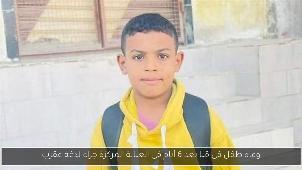 وفاة طفل في قنا بعد 6 أيام في العناية المركزة جراء لدغة عقرب