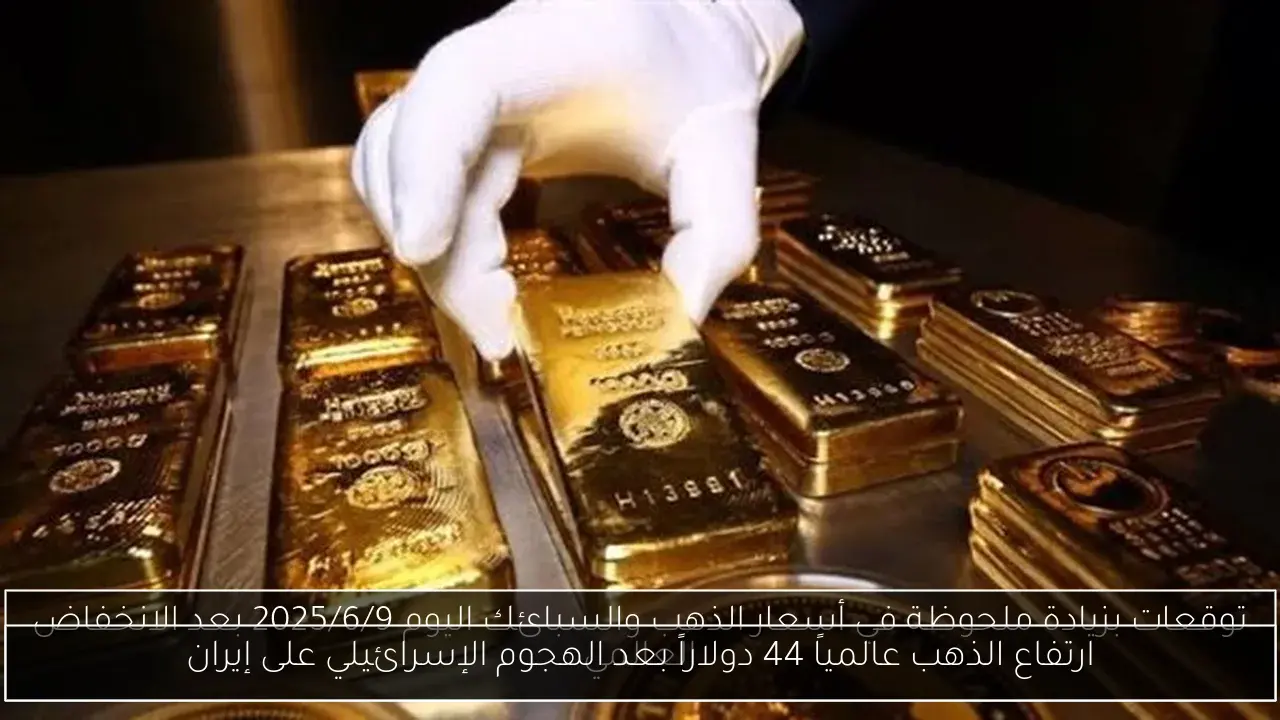 ارتفاع الذهب عالمياً 44 دولاراً بعد الهجوم الإسرائيلي على إيران
