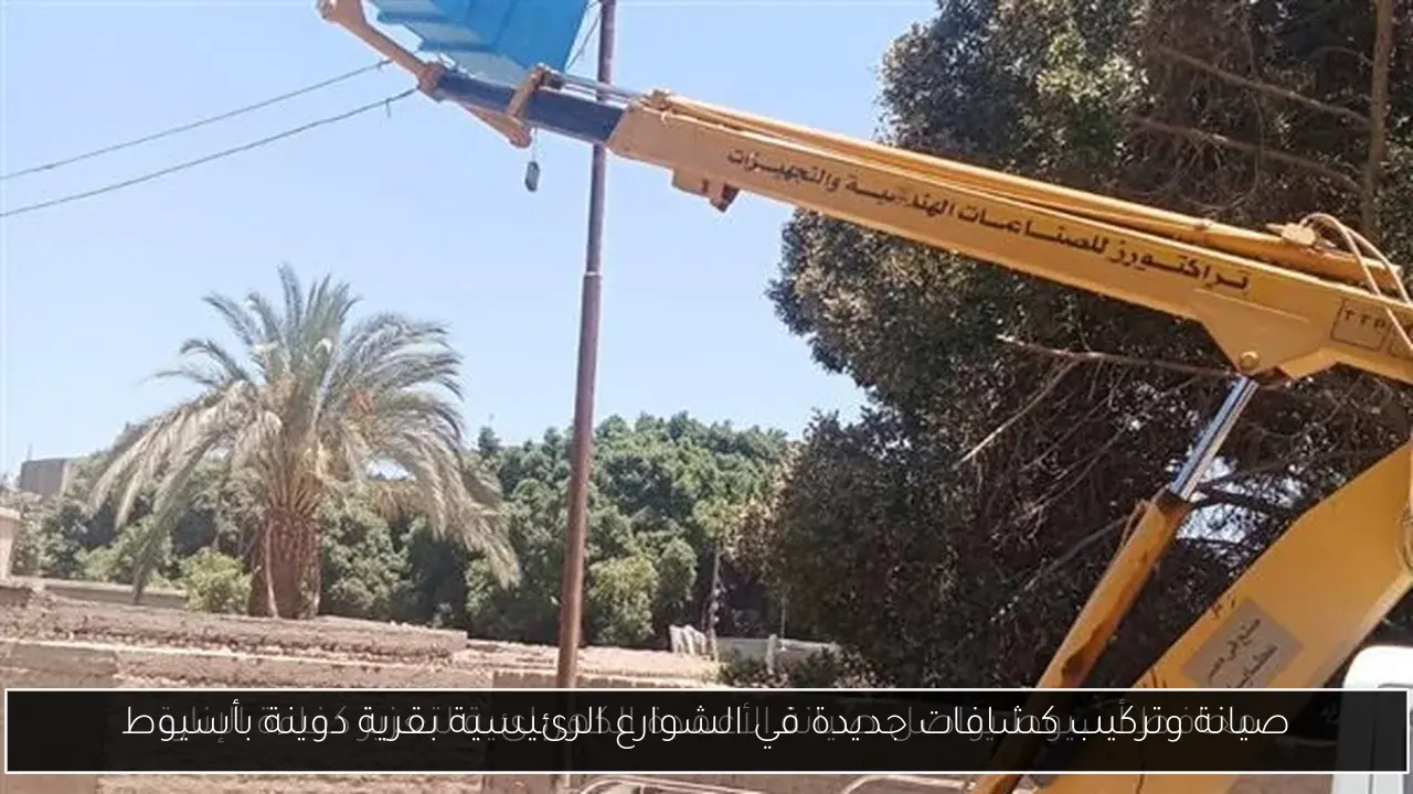 صيانة وتركيب كشافات جديدة في الشوارع الرئيسية بقرية دوينة بأسيوط