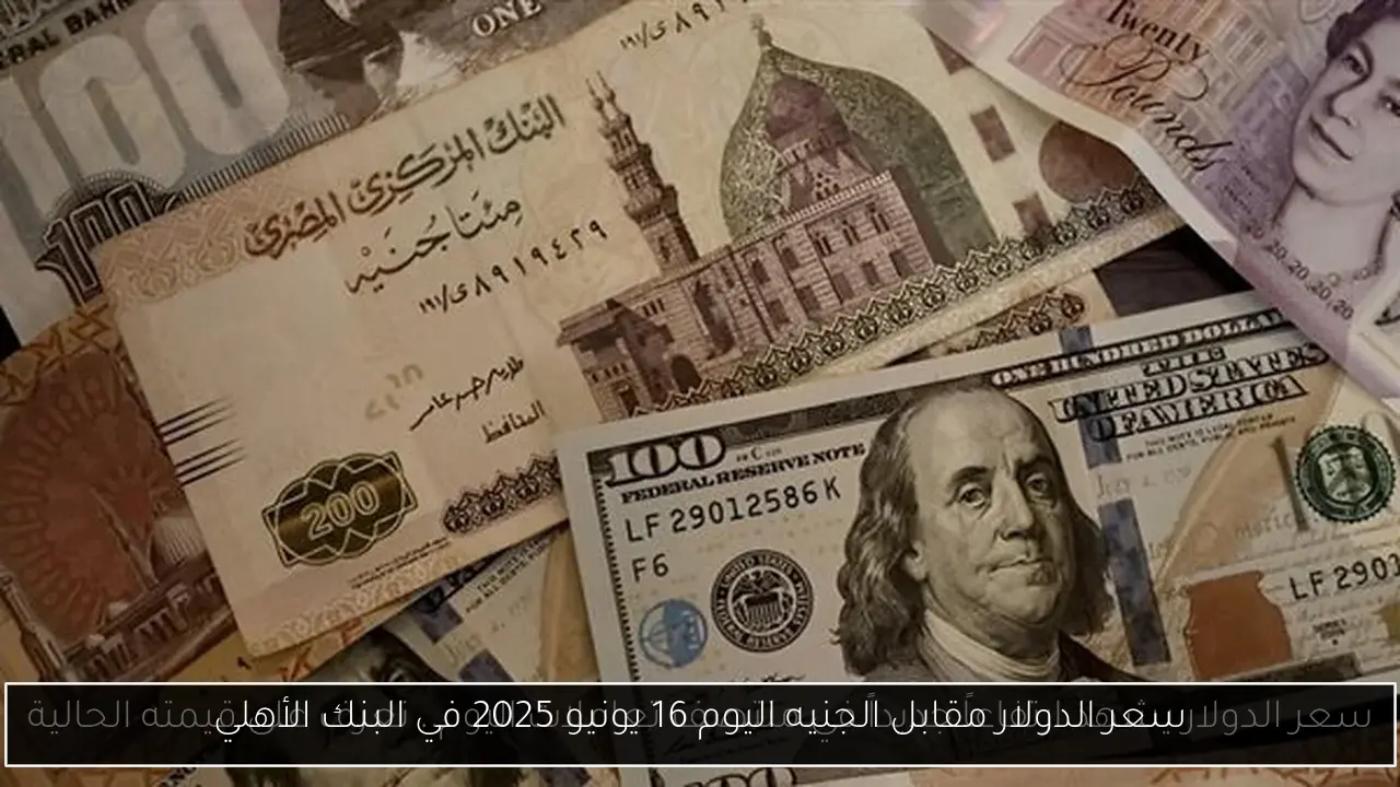 سعر الدولار مقابل الجنيه اليوم 16 يونيو 2025 في البنك الأهلي