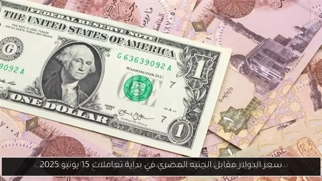 سعر الدولار مقابل الجنيه المصري في بداية تعاملات 15 يونيو 2025