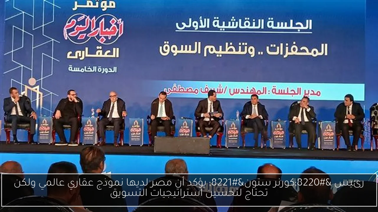 رئيس “كورنر ستون” يؤكد أن مصر لديها نموذج عقاري عالمي ولكن تحتاج لتحسين استراتيجيات التسويق