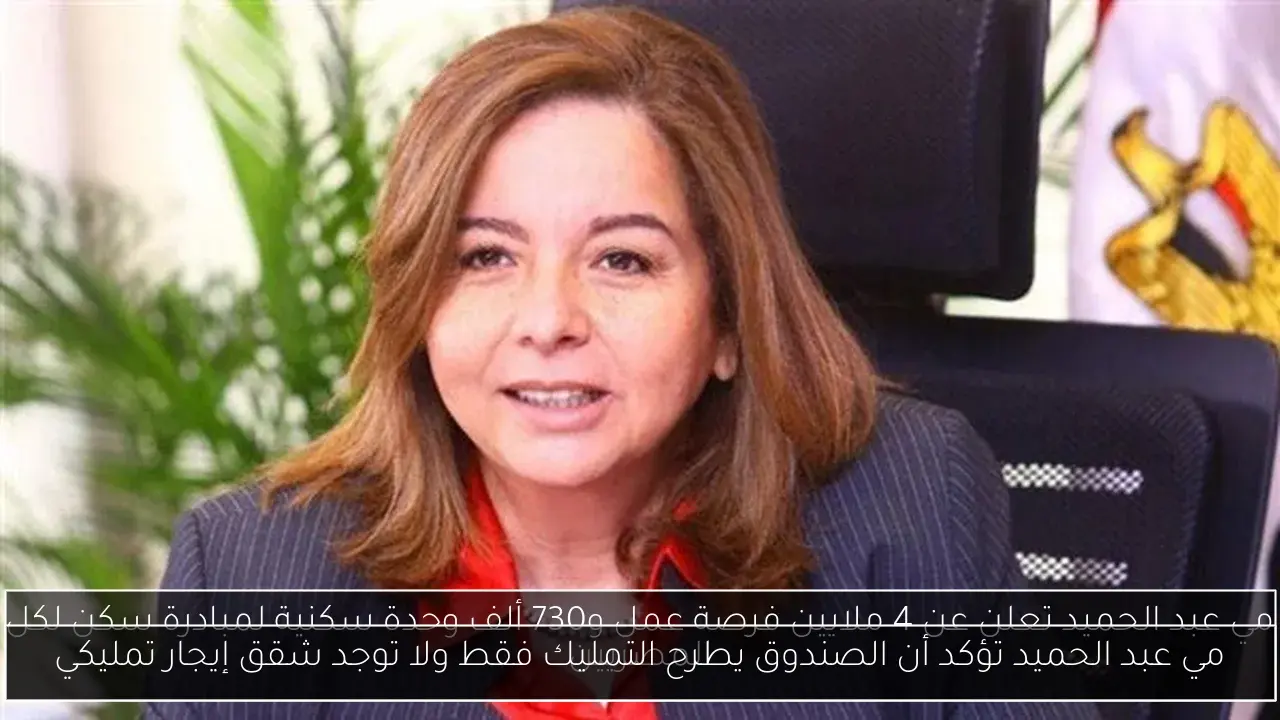 مي عبد الحميد تؤكد أن الصندوق يطرح التمليك فقط ولا توجد شقق إيجار تمليكي