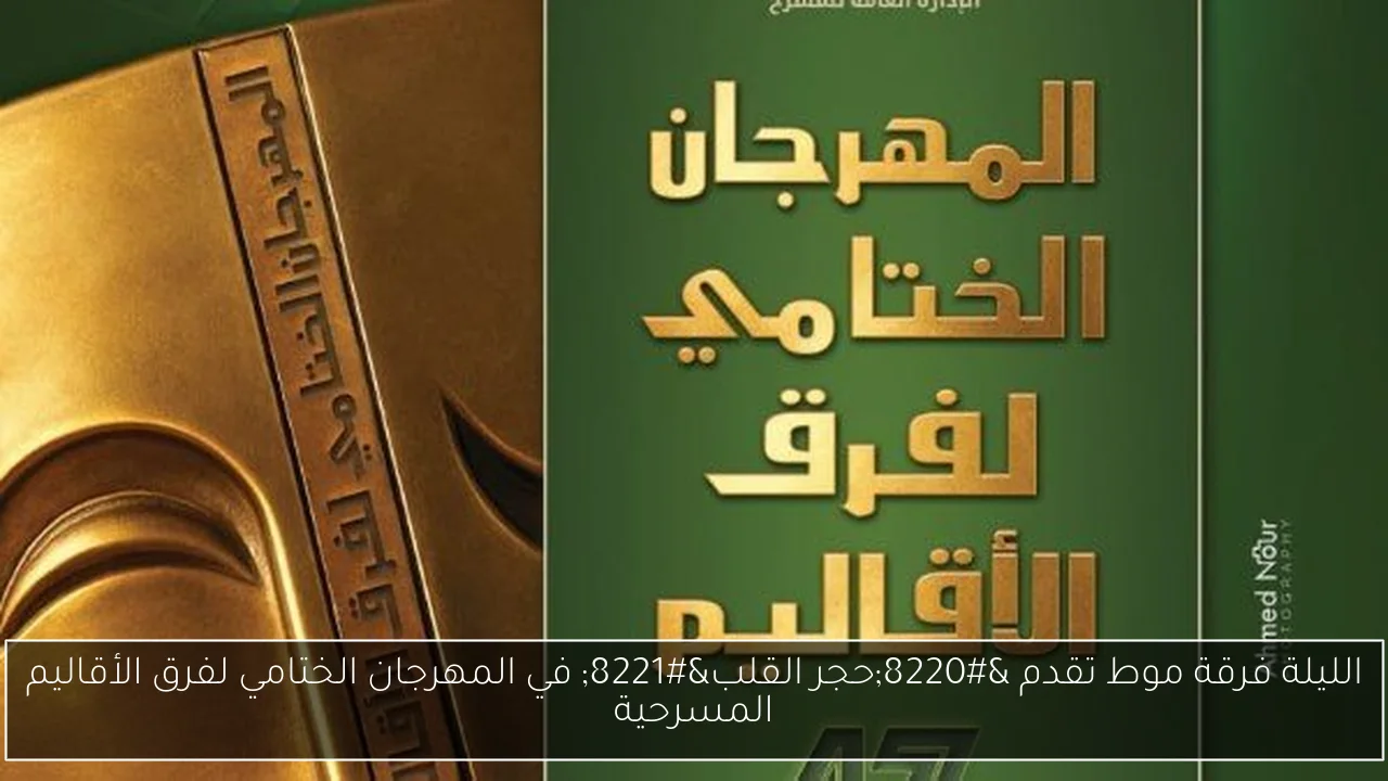 الليلة فرقة موط تقدم “حجر القلب” في المهرجان الختامي لفرق الأقاليم المسرحية