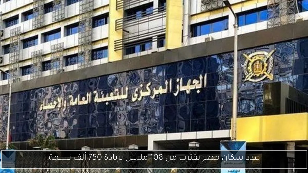 عدد سكان مصر يقترب من 108 ملايين بزيادة 750 ألف نسمة