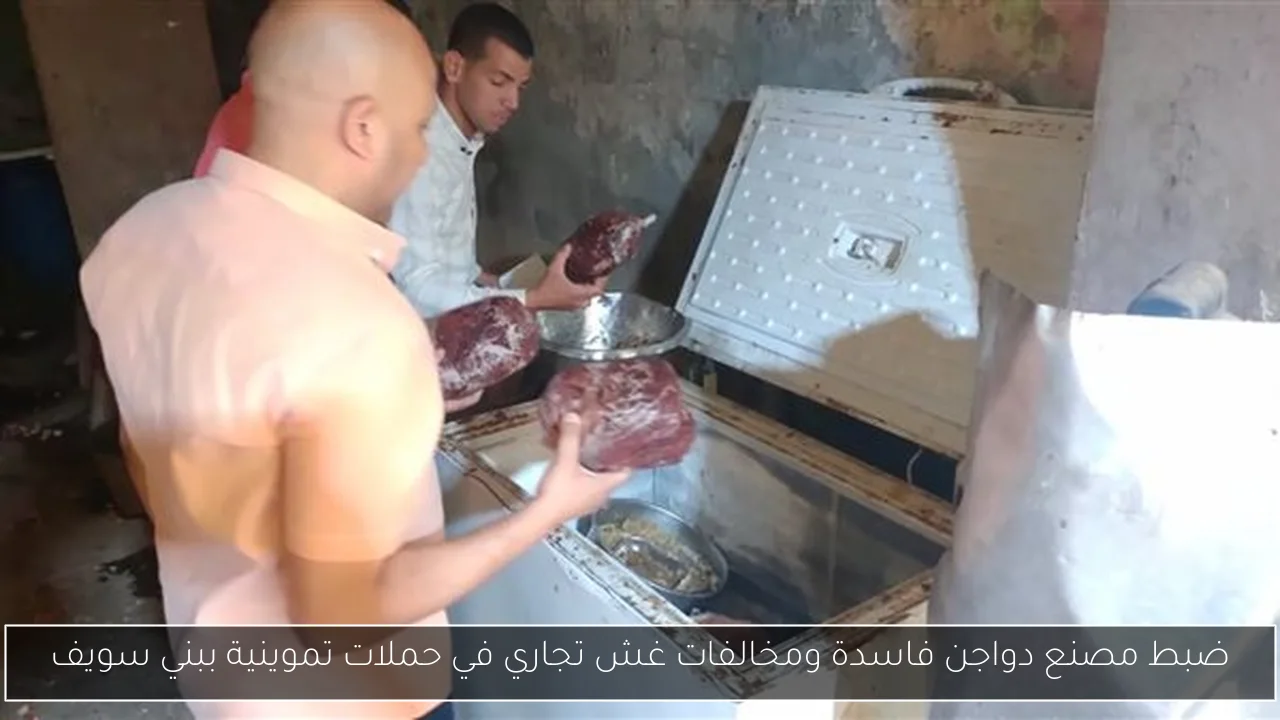ضبط مصنع دواجن فاسدة ومخالفات غش تجاري في حملات تموينية ببني سويف