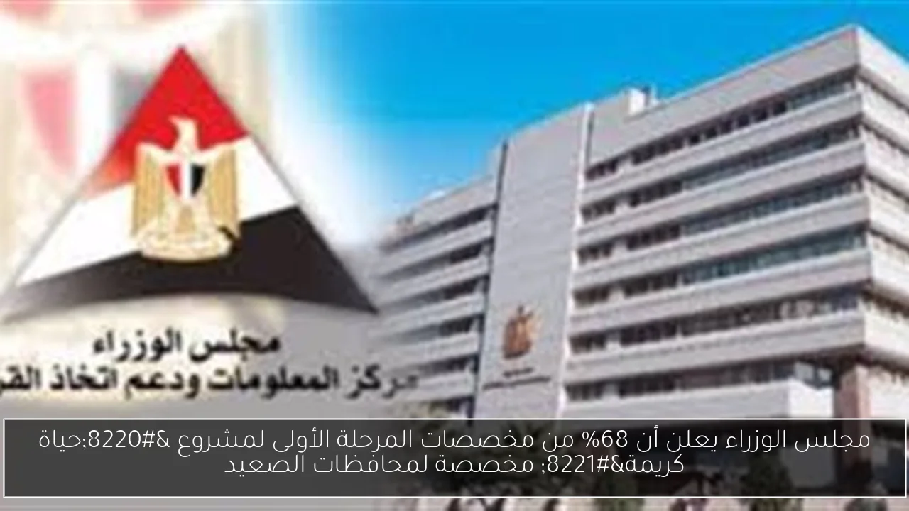 مجلس الوزراء يعلن أن 68% من مخصصات المرحلة الأولى لمشروع “حياة كريمة” مخصصة لمحافظات الصعيد
