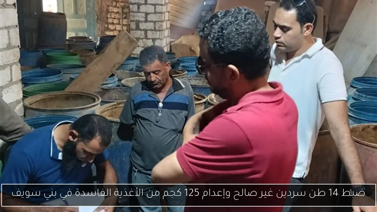 ضبط 14 طن سردين غير صالح وإعدام 125 كجم من الأغذية الفاسدة في بني سويف