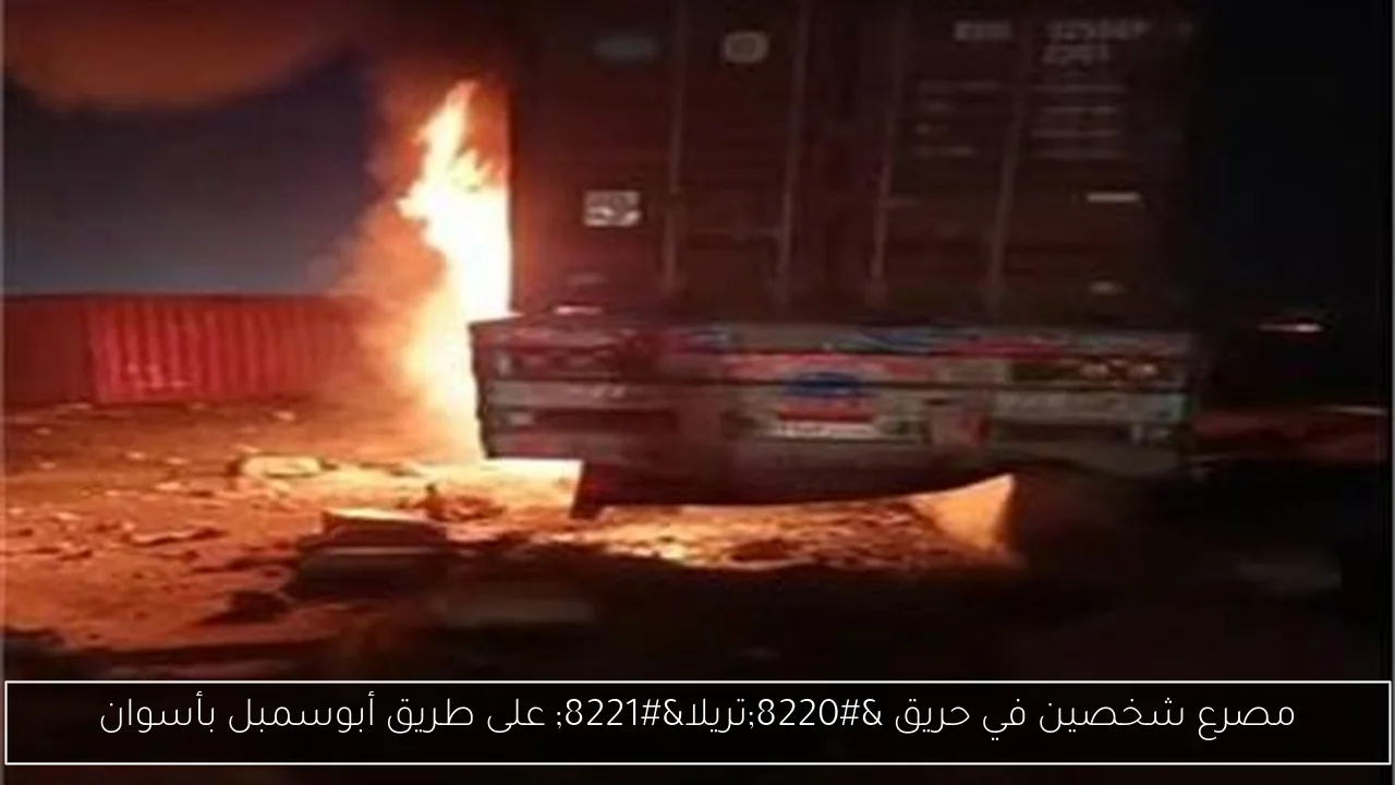 مصرع شخصين في حريق “تريلا” على طريق أبوسمبل بأسوان