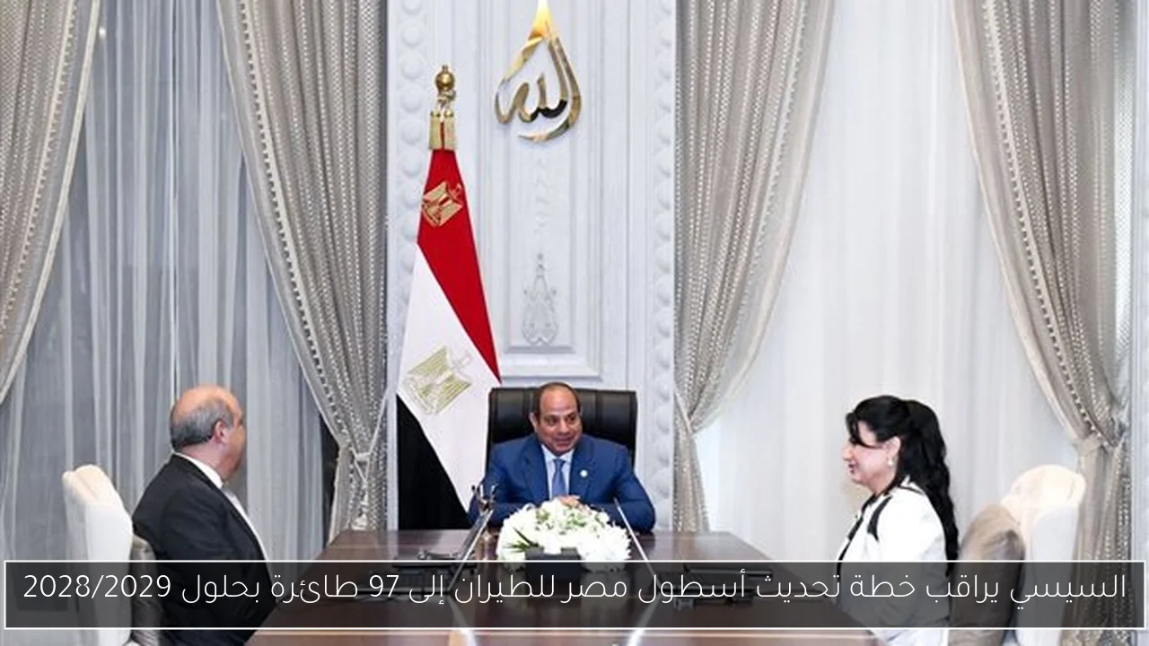 السيسي يراقب خطة تحديث أسطول مصر للطيران إلى 97 طائرة بحلول 2028/2029