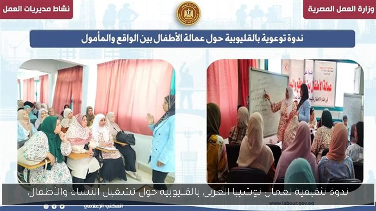 ندوة تثقيفية لعمال توشيبا العربى بالقليوبية حول تشغيل النساء والأطفال