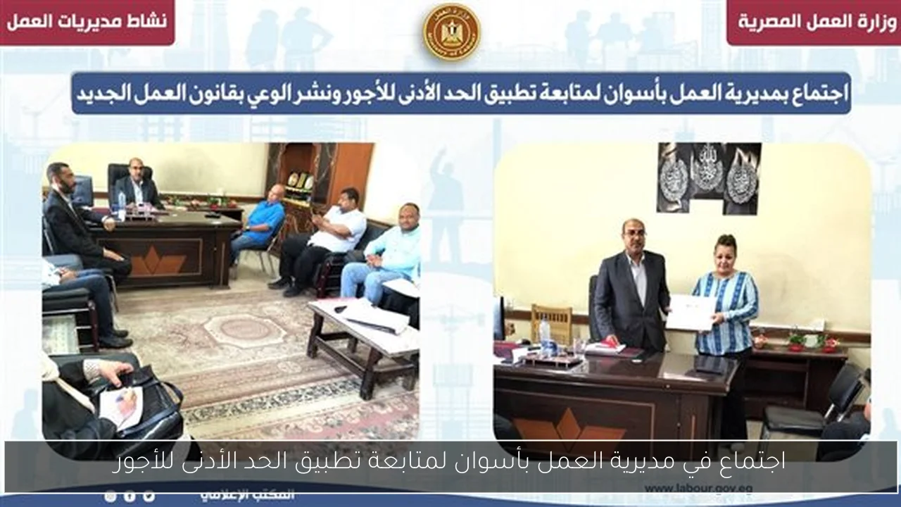اجتماع في مديرية العمل بأسوان لمتابعة تطبيق الحد الأدنى للأجور
