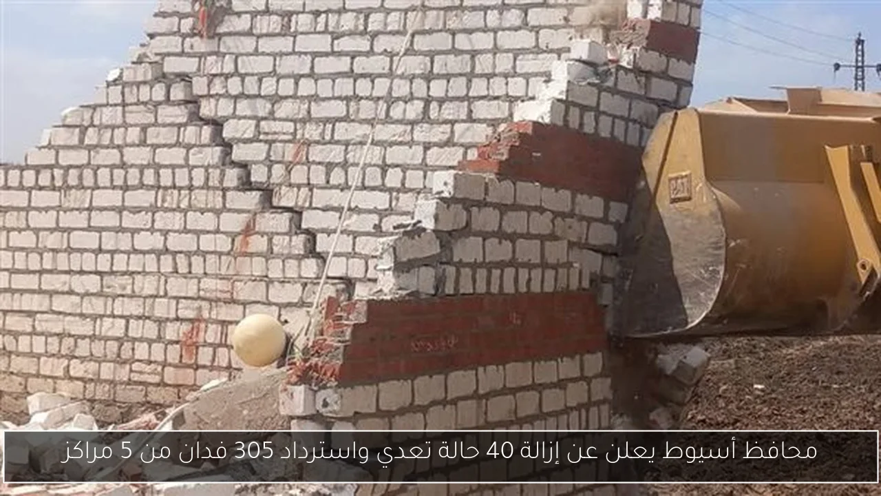 محافظ أسيوط يعلن عن إزالة 40 حالة تعدي واسترداد 305 فدان من 5 مراكز
