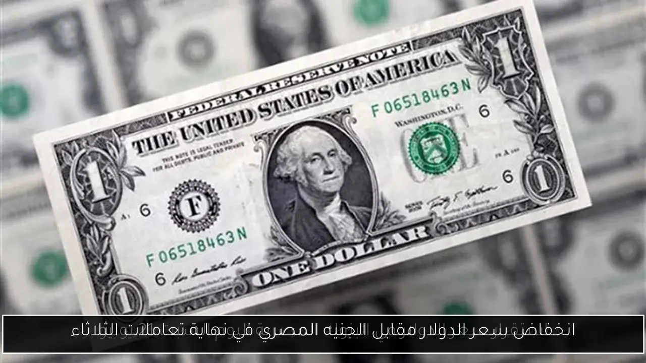 انخفاض سعر الدولار مقابل الجنيه المصري في نهاية تعاملات الثلاثاء