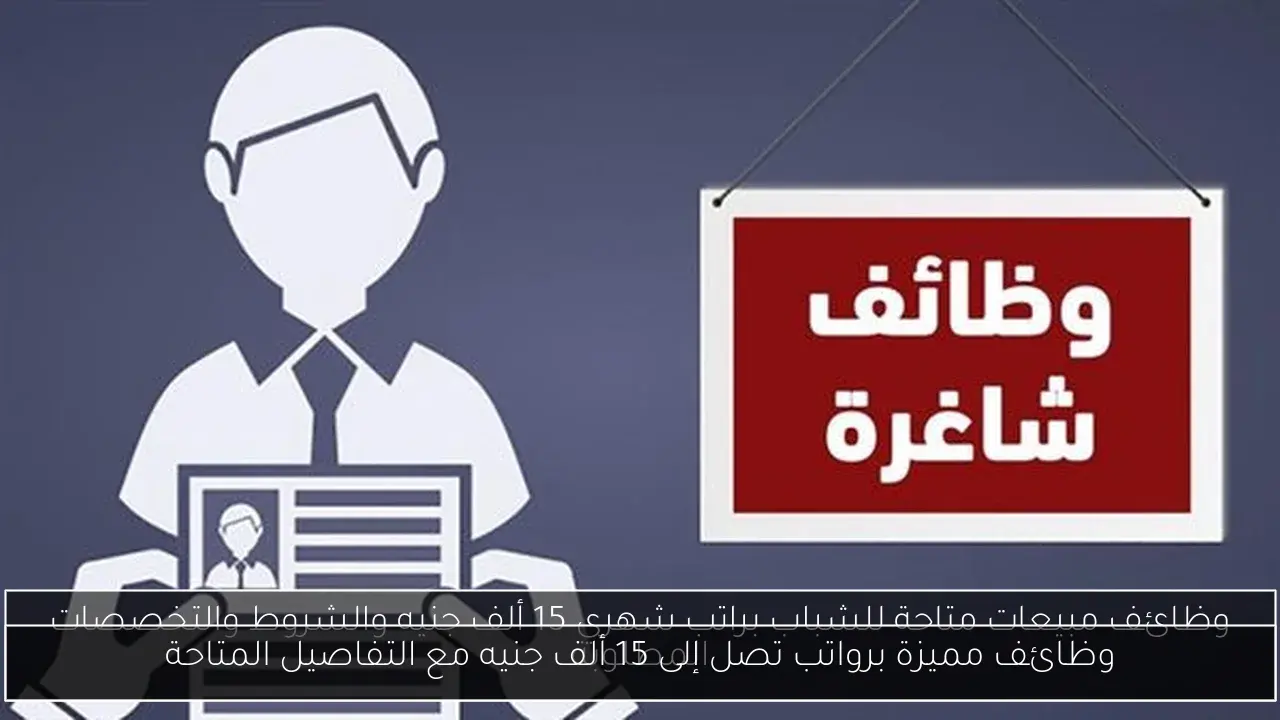وظائف مميزة برواتب تصل إلى 15 ألف جنيه مع التفاصيل المتاحة