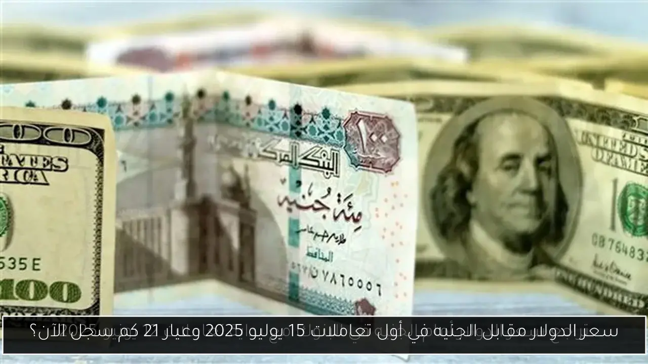 سعر الدولار مقابل الجنيه في أول تعاملات 15 يوليو 2025 وعيار 21 كم سجل الآن؟