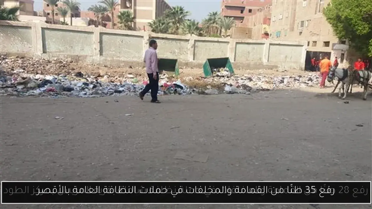 رفع 35 طنًا من القمامة والمخلفات في حملات النظافة العامة بالأقصر