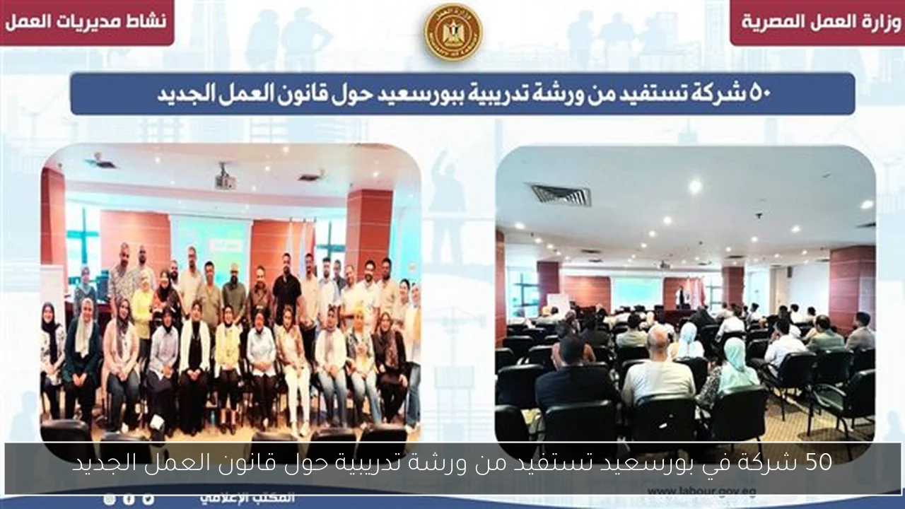 50 شركة في بورسعيد تستفيد من ورشة تدريبية حول قانون العمل الجديد