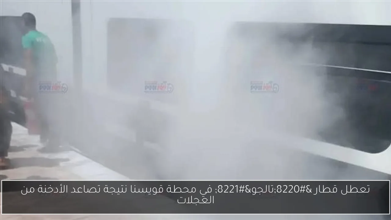 تعطل قطار “تالجو” في محطة قويسنا نتيجة تصاعد الأدخنة من العجلات