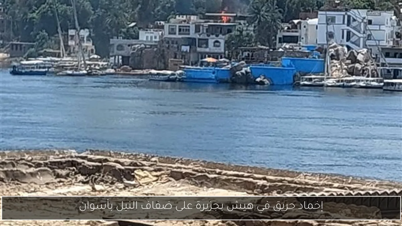 إخماد حريق في هيش بجزيرة على ضفاف النيل بأسوان