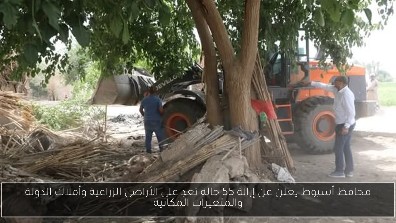 محافظ أسيوط يعلن عن إزالة 55 حالة تعدٍ على الأراضي الزراعية وأملاك الدولة والمتغيرات المكانية