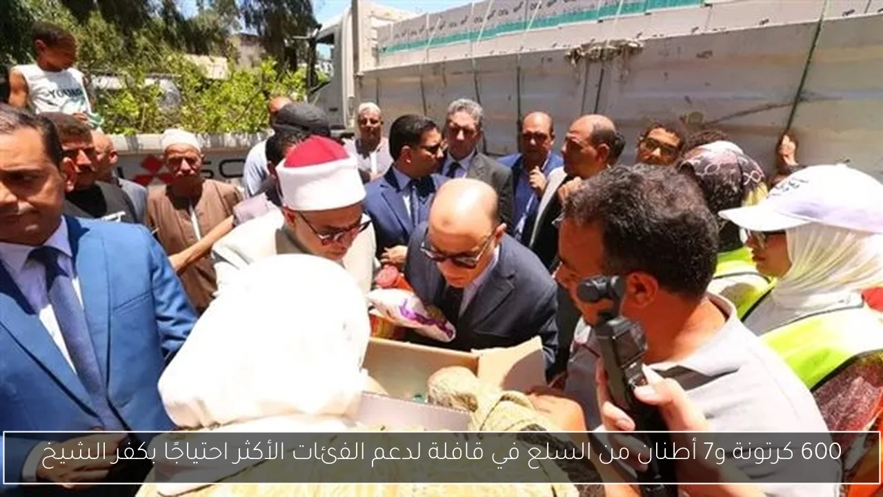 600 كرتونة و7 أطنان من السلع في قافلة لدعم الفئات الأكثر احتياجًا بكفر الشيخ