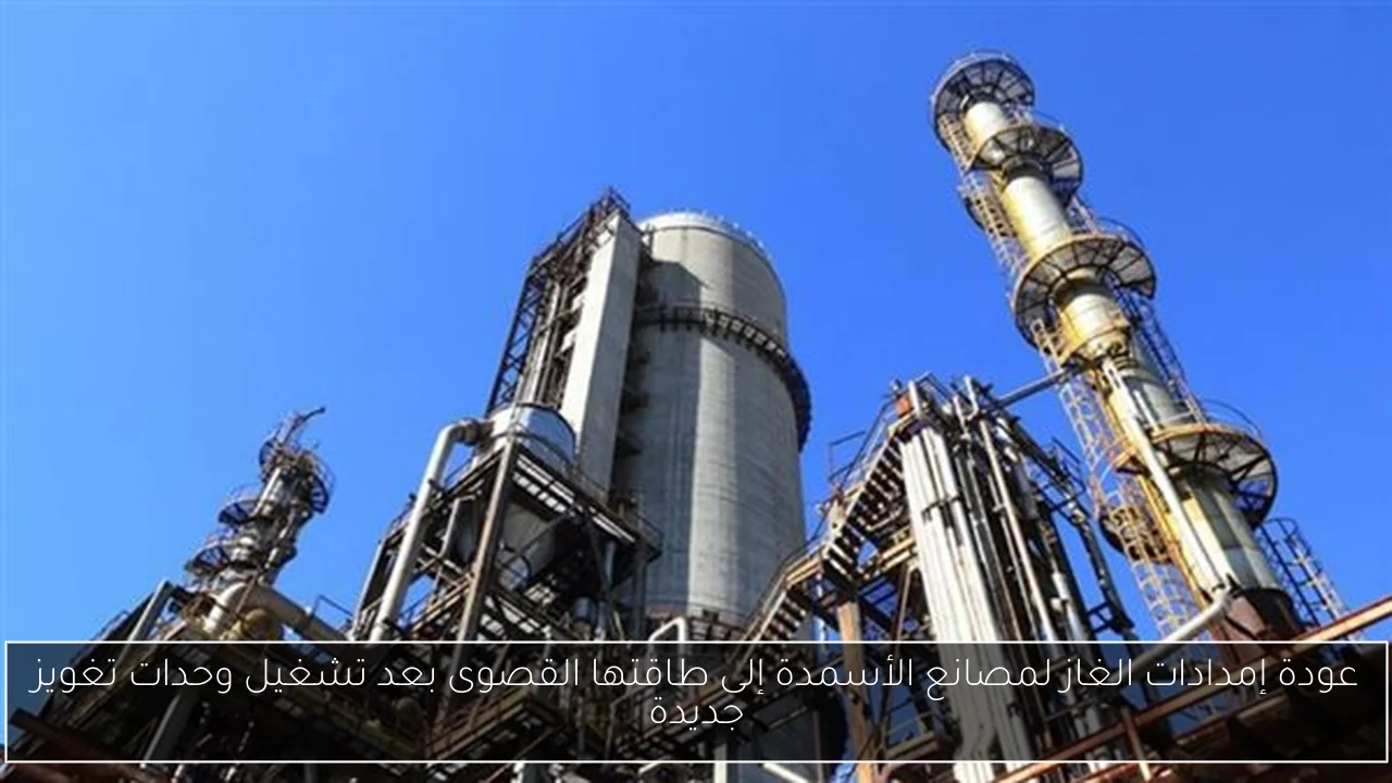 عودة إمدادات الغاز لمصانع الأسمدة إلى طاقتها القصوى بعد تشغيل وحدات تغويز جديدة