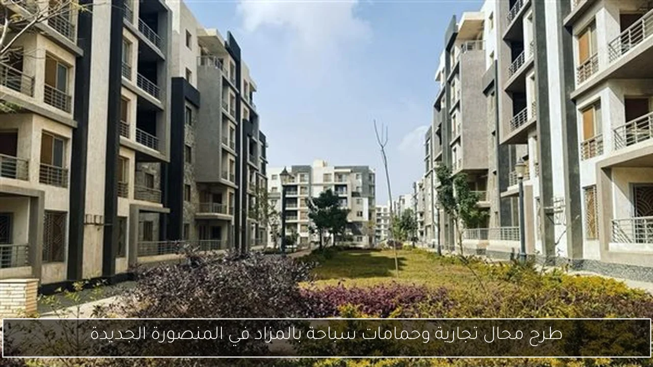 طرح محال تجارية وحمامات سباحة بالمزاد في المنصورة الجديدة