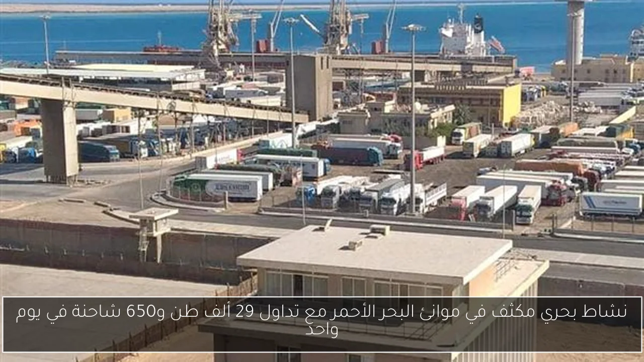 نشاط بحري مكثف في موانئ البحر الأحمر مع تداول 29 ألف طن و650 شاحنة في يوم واحد
