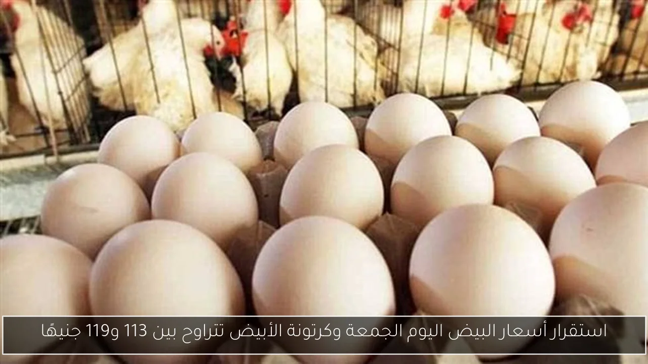 استقرار أسعار البيض اليوم الجمعة وكرتونة الأبيض تتراوح بين 113 و119 جنيهًا