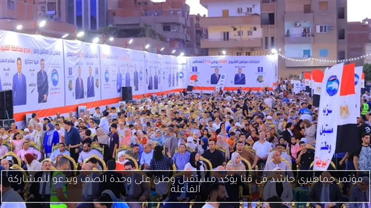 مؤتمر جماهيري حاشد في قنا يؤكد مستقبل وطن على وحدة الصف ويدعو للمشاركة الفاعلة