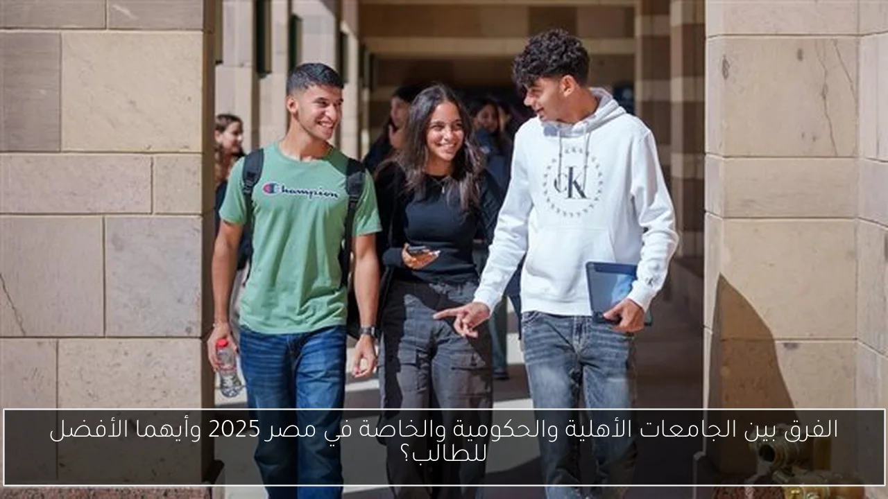 الفرق بين الجامعات الأهلية والحكومية والخاصة في مصر 2025 وأيهما الأفضل للطالب؟