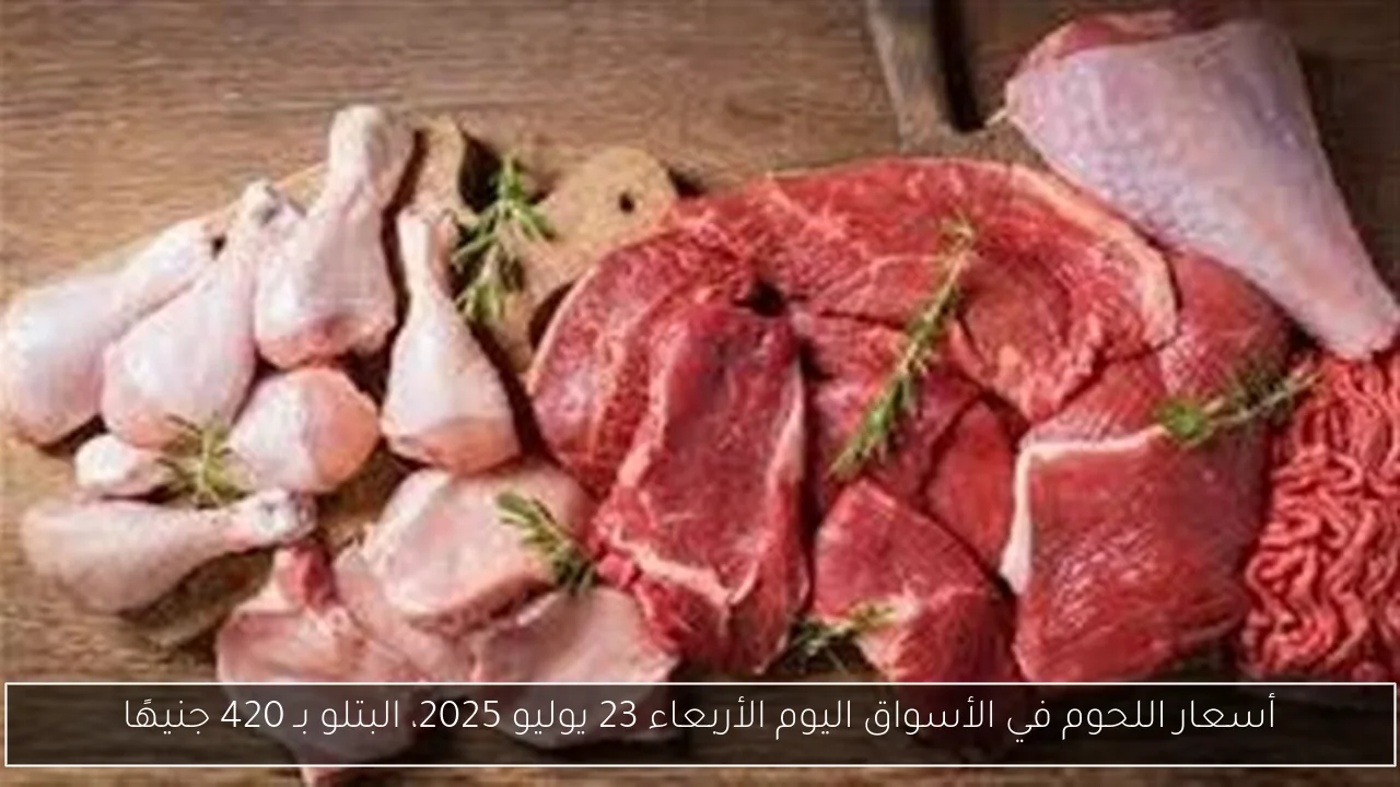 أسعار اللحوم في الأسواق اليوم الأربعاء 23 يوليو 2025، البتلو بـ 420 جنيهًا