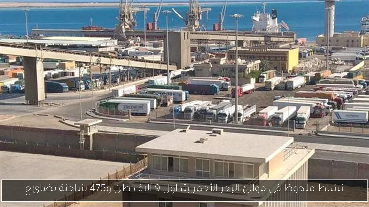 نشاط ملحوظ في موانئ البحر الأحمر بتداول 9 آلاف طن و475 شاحنة بضائع