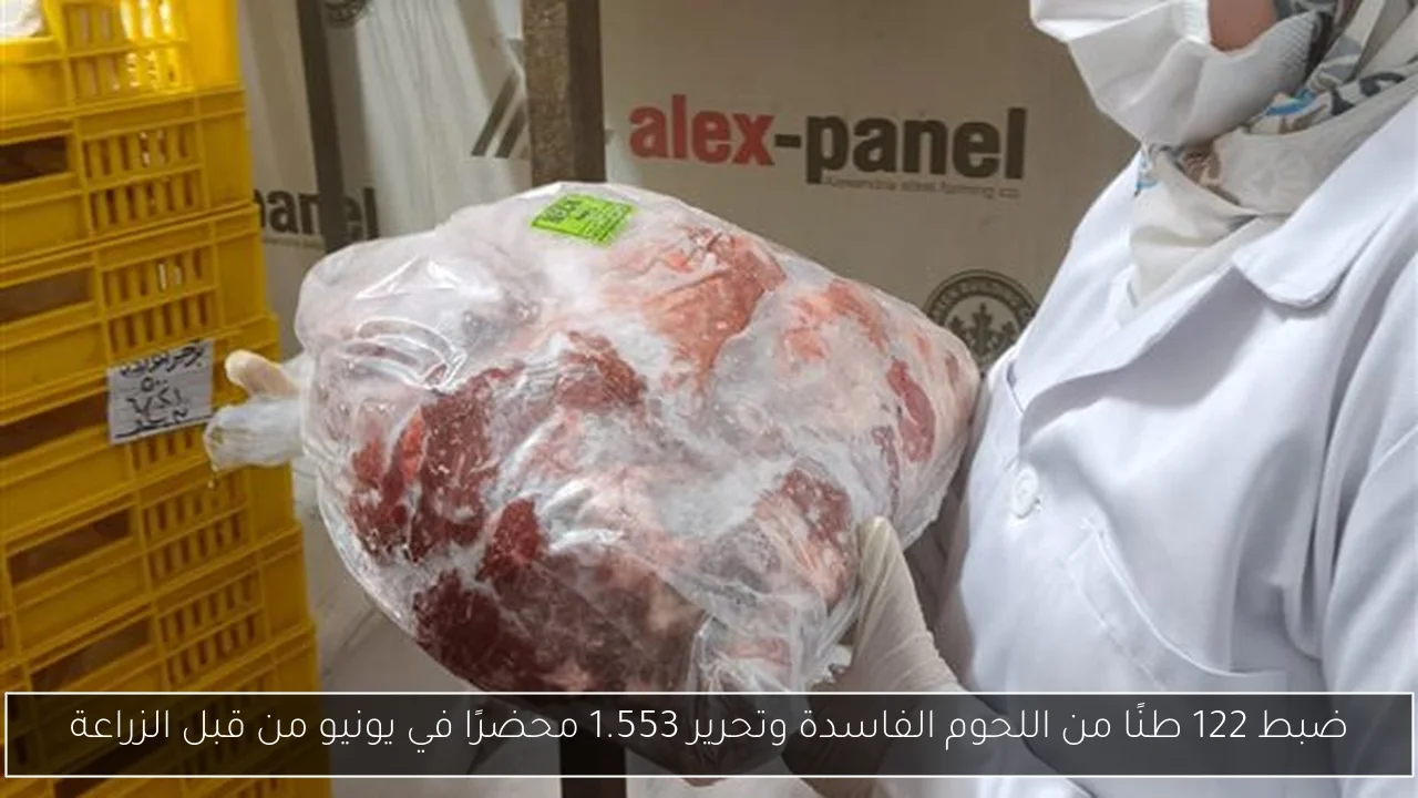 ضبط 122 طنًا من اللحوم الفاسدة وتحرير 1.553 محضرًا في يونيو من قبل الزراعة