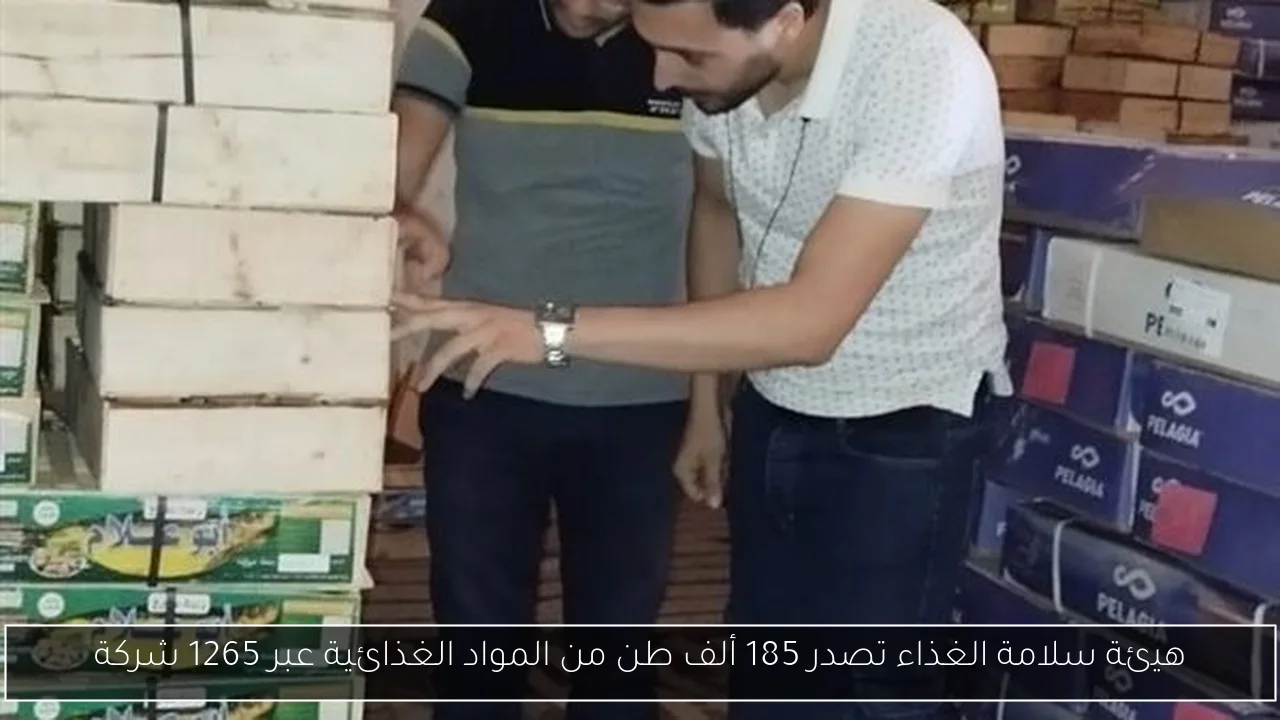 هيئة سلامة الغذاء تصدر 185 ألف طن من المواد الغذائية عبر 1265 شركة
