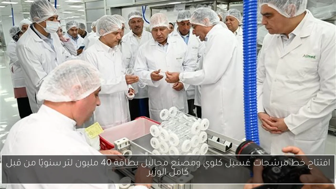 افتتاح خط مرشحات غسيل كلوي ومصنع محاليل بطاقة 40 مليون لتر سنويًا من قبل كامل الوزير