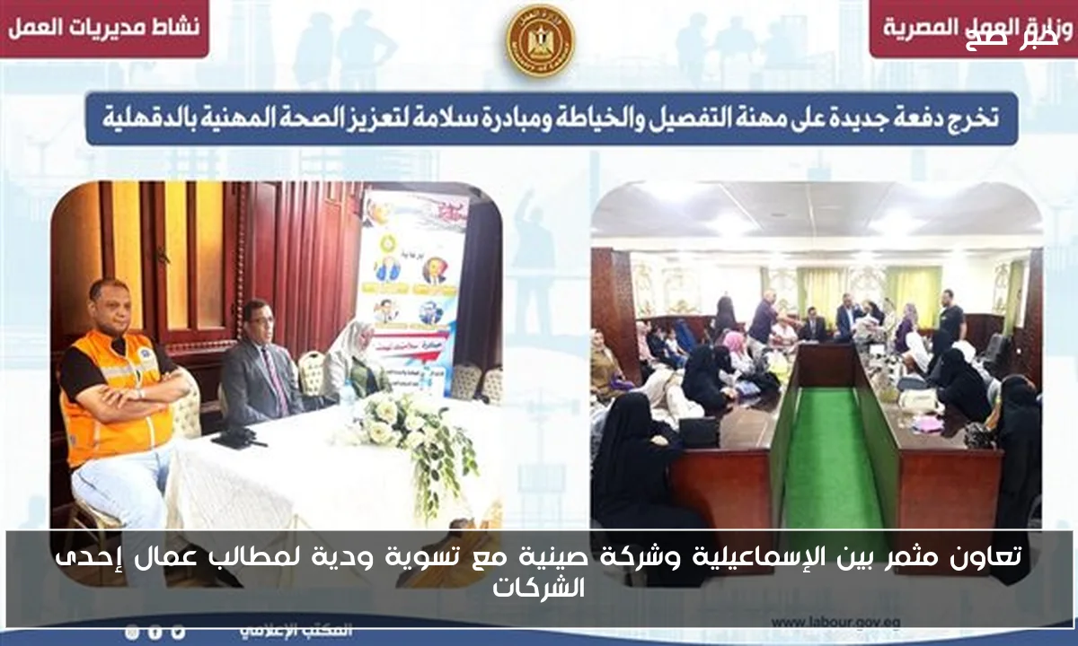 تعاون مثمر بين الإسماعيلية وشركة صينية مع تسوية ودية لمطالب عمال إحدى الشركات